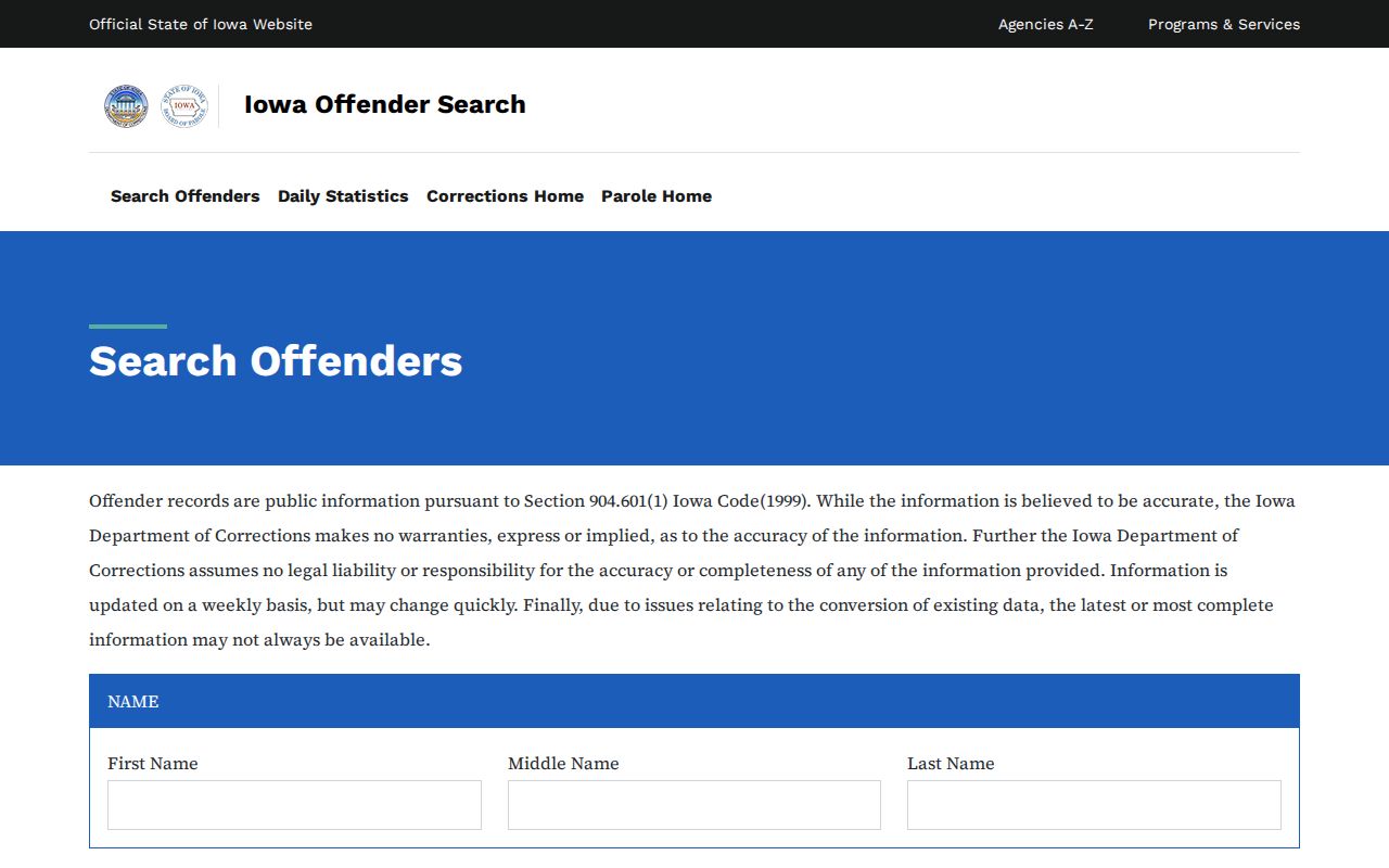 Iowa DOC search for Jefferson County corrections records