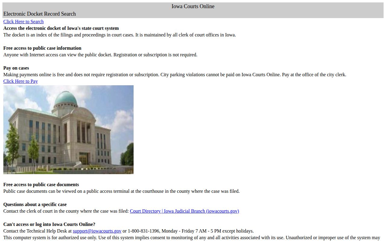 Iowa Courts Online Jefferson County arrest disposition search
