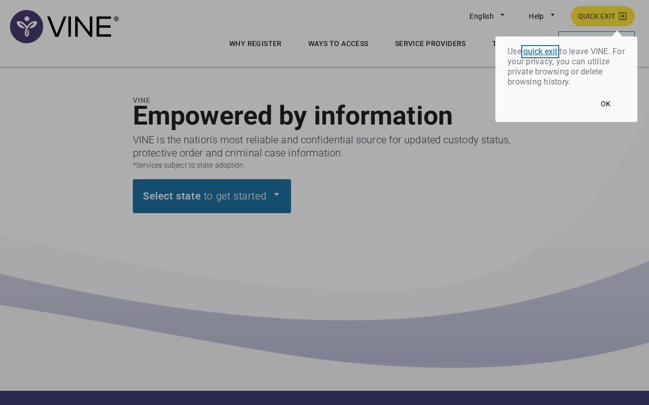 VINELink Jefferson County custody notification interface